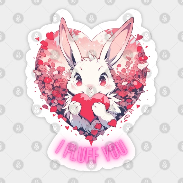 I Fluff You Cute Bunny Easter Valentine Sticker by Nightarcade